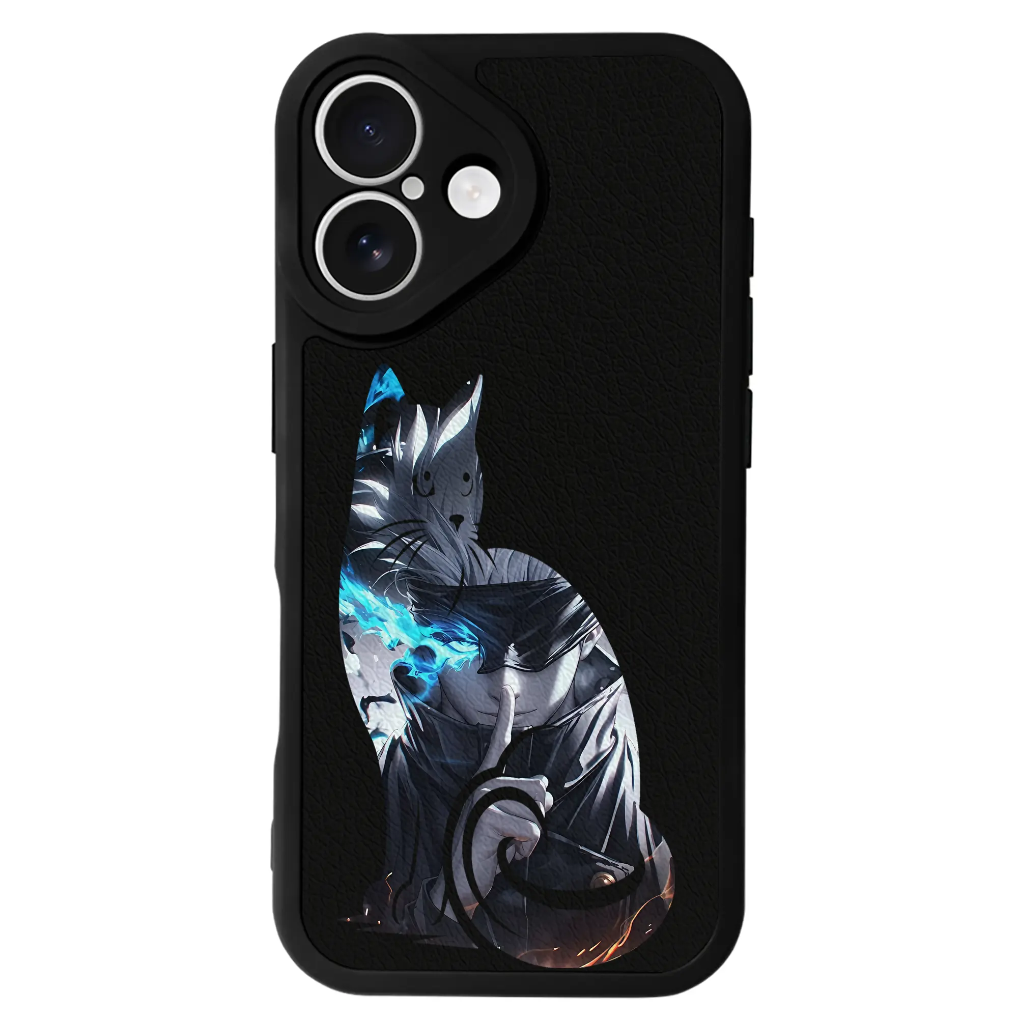 呪術廻戦 グッズ,五条 悟 - IPhone 16シリーズ対応 ・ シリコンスマホケース ・ レザー調 ・ 高精度フィット ・ 耐衝撃 ・ ワイヤレス充電対応 ・ 精密カット